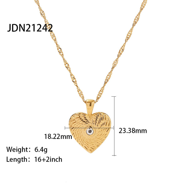Wholesale Jewelry Retro Style Heart Titanium Steel Stainless Steel Geometric Electroplated Necklace For Women