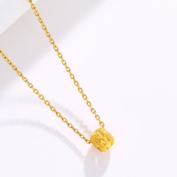 Wholesale Jewelry Retro Style Hollow Small Bead Pendant Alloy 24K Golden Plated Geometric Love Pendant