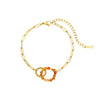Wholesale Jewelry Retro Style Interlocking Ring Natural Stone Stainless Steel Electroplated Bracelet For Women