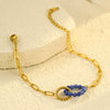 Wholesale Jewelry Retro Style Interlocking Ring Natural Stone Stainless Steel Electroplated Bracelet For Women