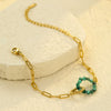 Wholesale Jewelry Retro Style Interlocking Ring Natural Stone Stainless Steel Electroplated Bracelet For Women