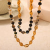 Wholesale Jewelry Retro Style Irregular Natural Stone 316L Stainless Steel Gold Plated Handmade Beaded Necklace Bracelet