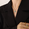 Wholesale Jewelry Retro Style Natural Cat's Eye Stone And Turquoise Titanium Steel Earrings And Necklace With Electroplating