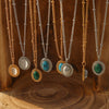 Wholesale Jewelry Retro Style Natural Cat's Eye Stone And Turquoise Titanium Steel Earrings And Necklace With Electroplating