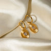 Wholesale Jewelry Retro Style Oval Coin Titanium Steel Inlaid White Diamond Pendant Earrings For Women