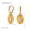 Wholesale Jewelry Retro Style Oval Coin Titanium Steel Inlaid White Diamond Pendant Earrings For Women