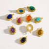 Wholesale Jewelry Retro Style Oval Natural Stone Inlaid Stainless Steel Electroplated Earrings Pendant