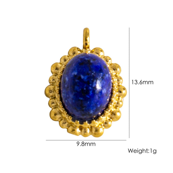 Wholesale Jewelry Retro Style Oval Natural Stone Inlaid Stainless Steel Electroplated Earrings Pendant