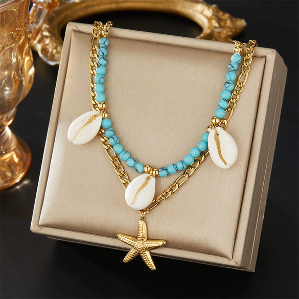 Wholesale Jewelry Retro Style Oval Star Shape Stainless Steel Electroplated Pendant O Chain For Women