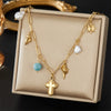 Wholesale Jewelry Retro Style Oval Star Shape Stainless Steel Electroplated Pendant O Chain For Women