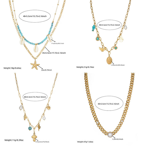 Wholesale Jewelry Retro Style Oval Star Shape Stainless Steel Electroplated Pendant O Chain For Women