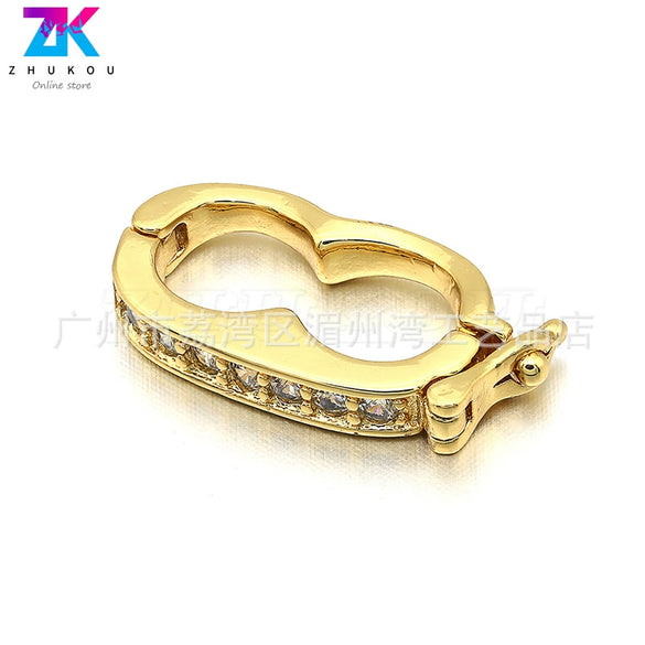 Wholesale Jewelry Retro Style Peanut Copper Electroplated Buckle Jewelry Accessories Connector