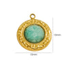 Wholesale Jewelry Retro Style Round Stainless Steel Natural Stone Inlay Pendant