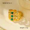Wholesale Jewelry Retro Style Stainless Steel Gemstone Ring 18K Goldplated