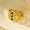 Wholesale Jewelry Retro Style Stainless Steel Gemstone Ring 18K Goldplated