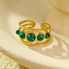 Wholesale Jewelry Retro Style Stainless Steel Gemstone Ring 18K Goldplated