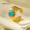 Wholesale Jewelry Retro Style Stainless Steel Gemstone Ring 18K Goldplated