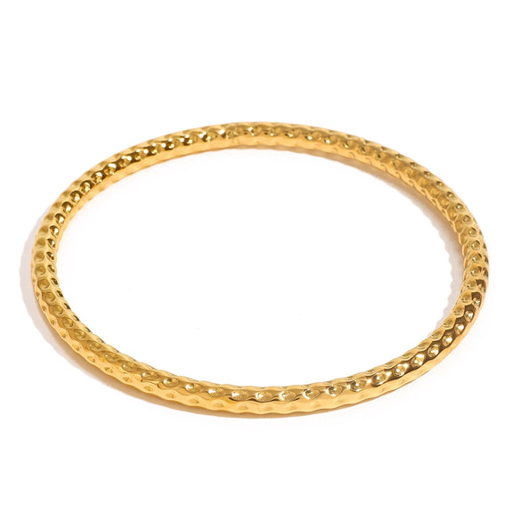 Wholesale Jewelry Retro Style Stainless Steel Joker Hammer Pattern Closed Bracelet With Electroplating