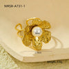 Wholesale Jewelry Retro Style Stainless Steel Petal Texture With Pearl Earrings Electroplated