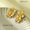 Wholesale Jewelry Retro Style Stainless Steel Petal Texture With Pearl Earrings Electroplated
