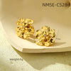 Wholesale Jewelry Retro Style Stainless Steel Petal Texture With Pearl Earrings Electroplated