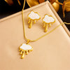 Wholesale Jewelry Retro Style Stainless Steel Plants And Flowers Pattern Gold Plated Necklace Earrings