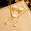 Wholesale Jewelry Retro Style Stainless Steel Plants And Flowers Pattern Gold Plated Necklace Earrings