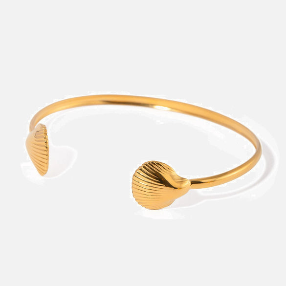 Wholesale Jewelry Retro Style Stainless Steel Scallop Opening Bracelet Electroplated