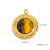 Wholesale Jewelry Retro Style Stainless Steel Tiger Eye Stone Inlay Pendant With Vacuum In Furnace Electroplating