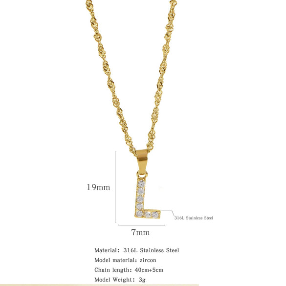 Wholesale Jewelry Retro Style Stainless Steel Water Wave Chain Pendant Necklace With English Letters And Constellation Pattern And Electroplating Design