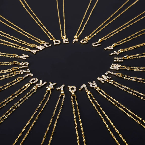 Wholesale Jewelry Retro Style Stainless Steel Water Wave Chain Pendant Necklace With English Letters And Constellation Pattern And Electroplating Design