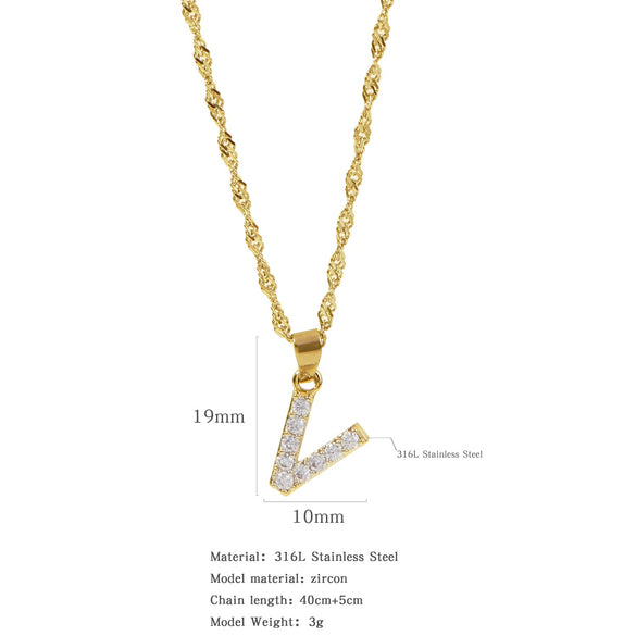 Wholesale Jewelry Retro Style Stainless Steel Water Wave Chain Pendant Necklace With English Letters And Constellation Pattern And Electroplating Design