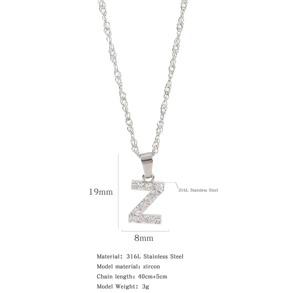 Wholesale Jewelry Retro Style Stainless Steel Water Wave Chain Pendant Necklace With English Letters And Constellation Pattern And Electroplating Design