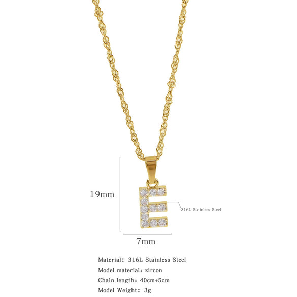 Wholesale Jewelry Retro Style Stainless Steel Water Wave Chain Pendant Necklace With English Letters And Constellation Pattern And Electroplating Design