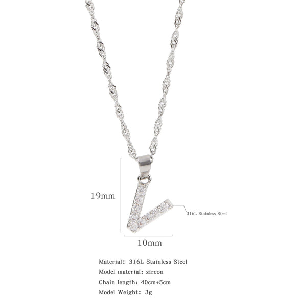 Wholesale Jewelry Retro Style Stainless Steel Water Wave Chain Pendant Necklace With English Letters And Constellation Pattern And Electroplating Design