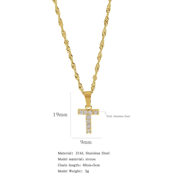 Wholesale Jewelry Retro Style Stainless Steel Water Wave Chain Pendant Necklace With English Letters And Constellation Pattern And Electroplating Design