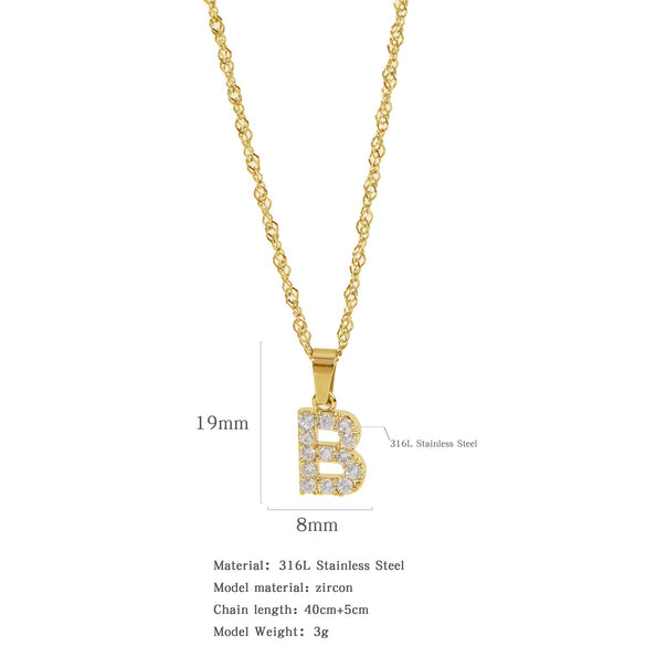 Wholesale Jewelry Retro Style Stainless Steel Water Wave Chain Pendant Necklace With English Letters And Constellation Pattern And Electroplating Design
