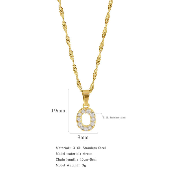 Wholesale Jewelry Retro Style Stainless Steel Water Wave Chain Pendant Necklace With English Letters And Constellation Pattern And Electroplating Design