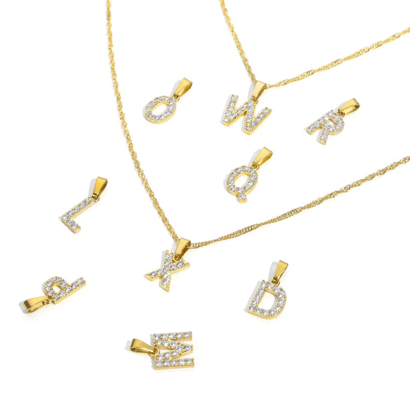 Wholesale Jewelry Retro Style Stainless Steel Water Wave Chain Pendant Necklace With English Letters And Constellation Pattern And Electroplating Design