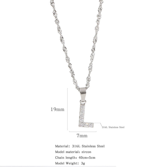 Wholesale Jewelry Retro Style Stainless Steel Water Wave Chain Pendant Necklace With English Letters And Constellation Pattern And Electroplating Design