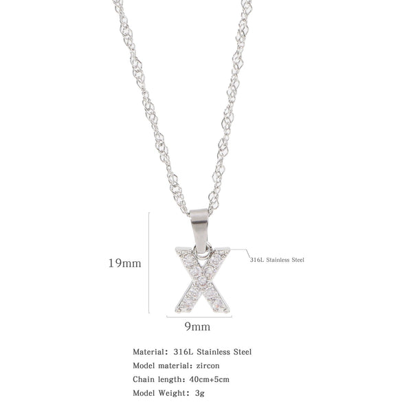 Wholesale Jewelry Retro Style Stainless Steel Water Wave Chain Pendant Necklace With English Letters And Constellation Pattern And Electroplating Design