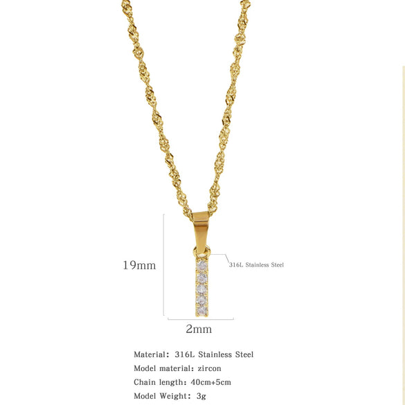 Wholesale Jewelry Retro Style Stainless Steel Water Wave Chain Pendant Necklace With English Letters And Constellation Pattern And Electroplating Design