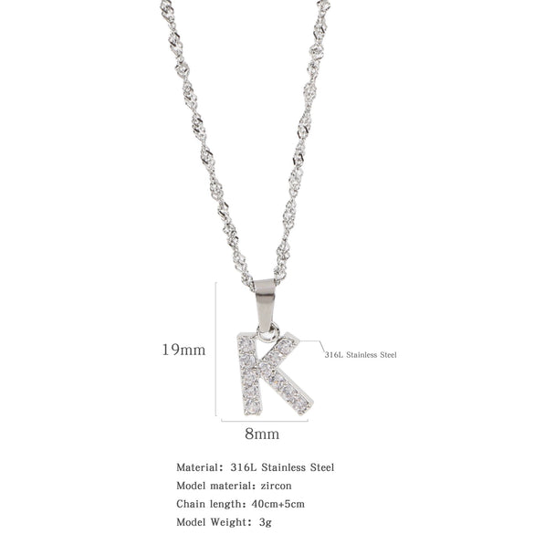Wholesale Jewelry Retro Style Stainless Steel Water Wave Chain Pendant Necklace With English Letters And Constellation Pattern And Electroplating Design