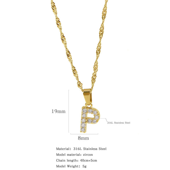 Wholesale Jewelry Retro Style Stainless Steel Water Wave Chain Pendant Necklace With English Letters And Constellation Pattern And Electroplating Design