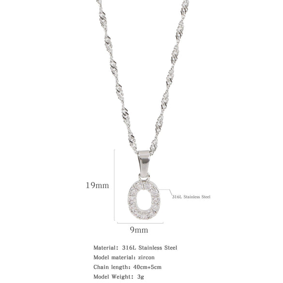 Wholesale Jewelry Retro Style Stainless Steel Water Wave Chain Pendant Necklace With English Letters And Constellation Pattern And Electroplating Design