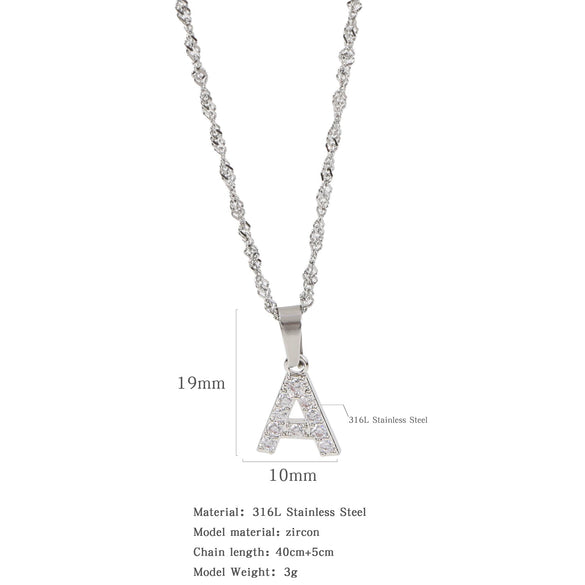 Wholesale Jewelry Retro Style Stainless Steel Water Wave Chain Pendant Necklace With English Letters And Constellation Pattern And Electroplating Design