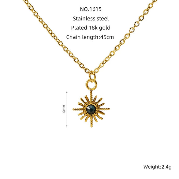 Wholesale Jewelry Retro Style Star 316L Stainless Steel And 316L Stainless Steel Electroplated Pendant Necklace For Women