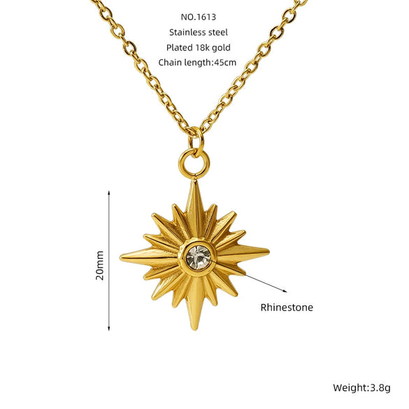 Wholesale Jewelry Retro Style Star 316L Stainless Steel And 316L Stainless Steel Electroplated Pendant Necklace For Women