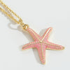 Wholesale Jewelry Retro Style Starfish Pendant Necklace Copper Electroplating Mixed Gemstone Setting O Chain For Women