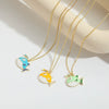 Wholesale Jewelry Retro Style Starfish Pendant Necklace Copper Electroplating Mixed Gemstone Setting O Chain For Women
